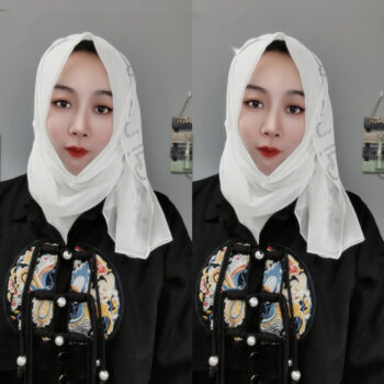 Letter New Pearl Chiffon Fabric Scarf