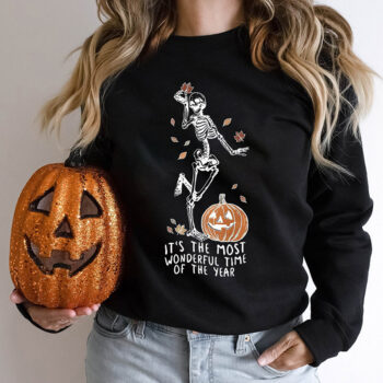 Halloween Skeleton & Pumpkin Print Sweatshirts Casual Long S